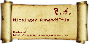Nicsinger Annamária névjegykártya